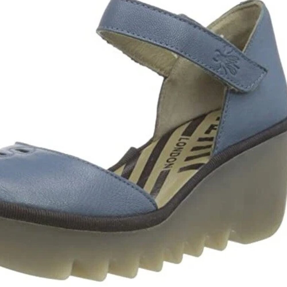 New FLY LONDON Chunky Wedge BISO Women's Shoes Petrol Ceralin Sz. 39 - Picture 3 of 9